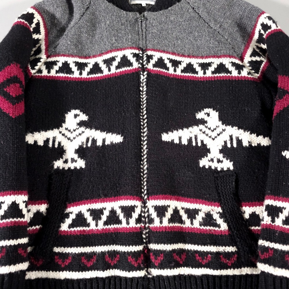 Schott Bros Sweater Mens XL Black Wool Blend Thunderbird Fleece Lined Full Zip - Picture 2 of 8